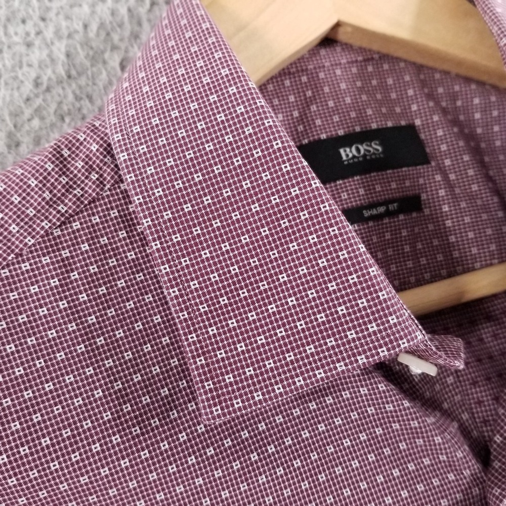 BOSS Hugo Boss Shirt Mens Small 15.5 Sharp Fit Long Sleeve Button Down Dress